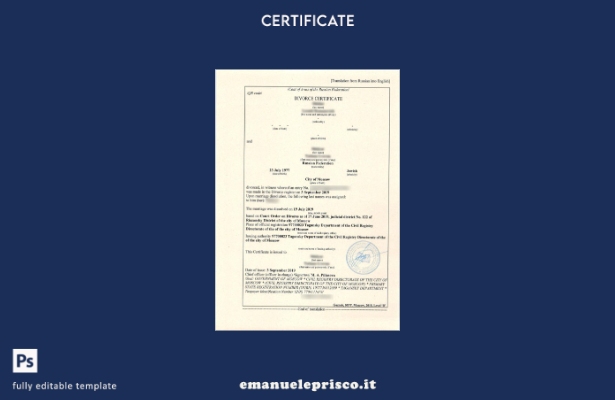 modello di certificato di divorzio del Dipartimento del registro civile di Mosca